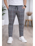 Men's Plaid Slim Fit Drawstring Trousers 2009 - burgundy