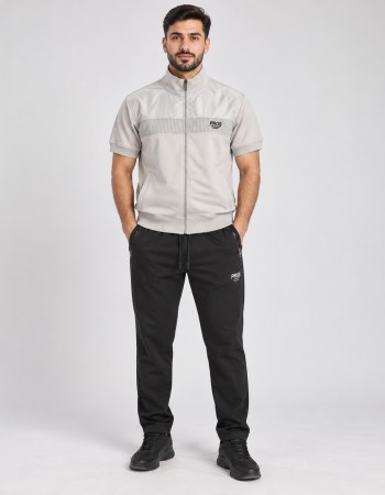 Sportliche Herren-Pyjama mit Reißverschluss und schlichtem Print 2201 - Grau