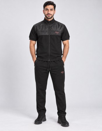Men’s sporty pyjama set with zip and subtle print 2201 - black