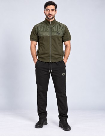 Men’s sporty pyjama set with zip and subtle print 2201 - khaki