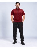 Men’s sporty pyjama set with zip and subtle print 2201 - burgundy