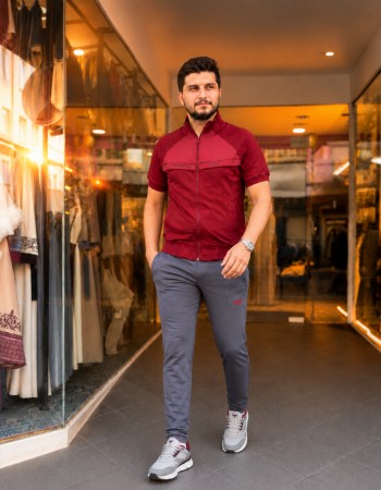 2202  بيجاما رجالي SPORT - burgundy
