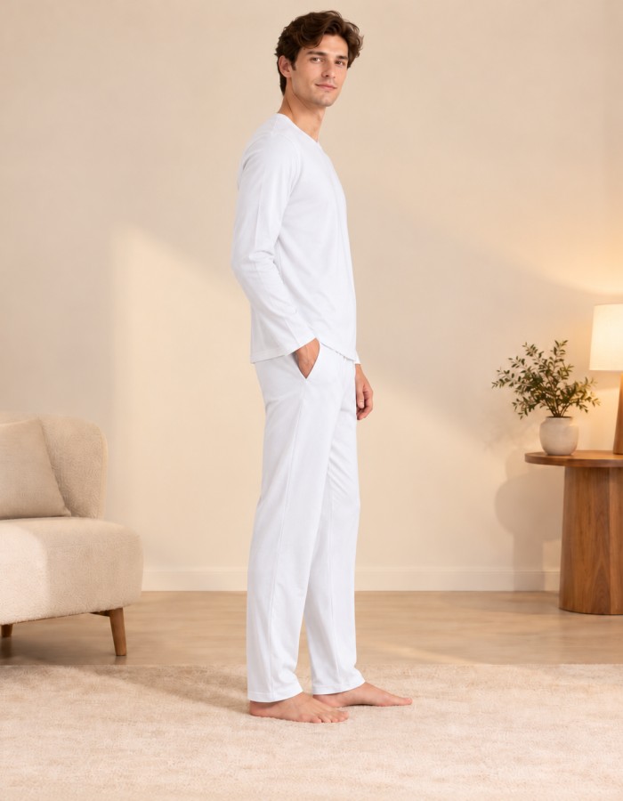 2213  بيجاما رجالي سادة - white
