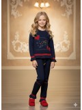Mädchen Winter Strickset mit Pailletten 3107 - Dunkelblau