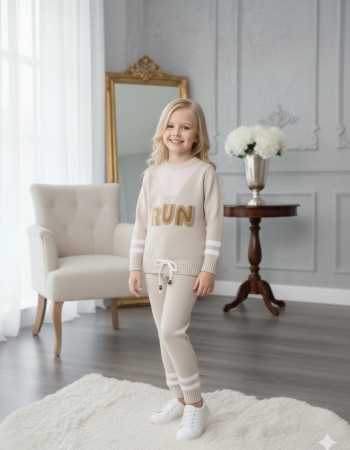 Mädchen Winter Sport-Strickset RUN 3109 - Beige