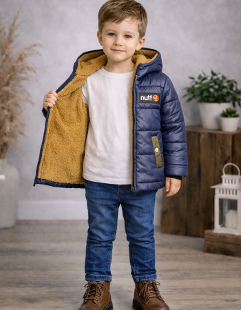 Wetterfeste Jungenjacke mit warmem Fellfutter 5003 - Dunkelblau