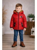 جاكيت ولادي مطري مبطن بالفرو بتصميم عصري 5003 - red