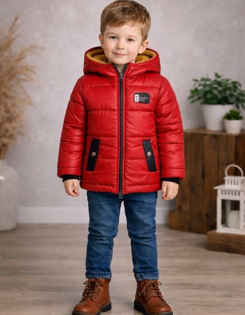 Wetterfeste Jungenjacke mit warmem Fellfutter 5003 - Rot