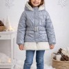 Mädchen Regenjacke mit weichem Fellfutter und Kapuze 5008 - Grau