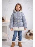 Girls' Waterproof Puffer Jacket with Soft Fur Lining and Hood 5008 - gray
