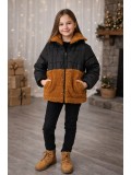Mädchen Winterjacke mit Teddyfell-Besatz 5011  - Schwarz