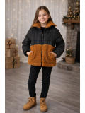 Mädchen Winterjacke mit Teddyfell-Besatz 5011  - Schwarz