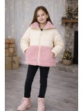 Mädchen Winterjacke mit Teddyfell-Besatz 5011  - Weiß