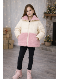 Mädchen Winterjacke mit Teddyfell-Besatz 5011  - Weiß