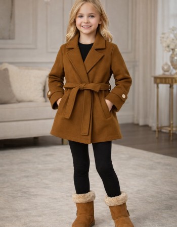 Eleganter Wintermantel für Mädchen 5108  - Braun