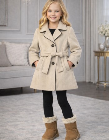 Mädchen-Trenchcoat aus Wollstoff 5109  - Creme