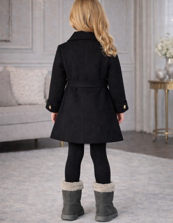 Girls' Woolen Trench Coat 5109  - black