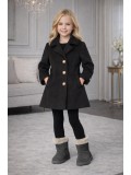 Girls' Woolen Trench Coat 5109  - black