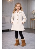 Girls' Woolen Trench Coat 5109  - ecru