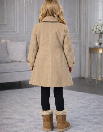 Girls' Woolen Trench Coat 5109  - beige