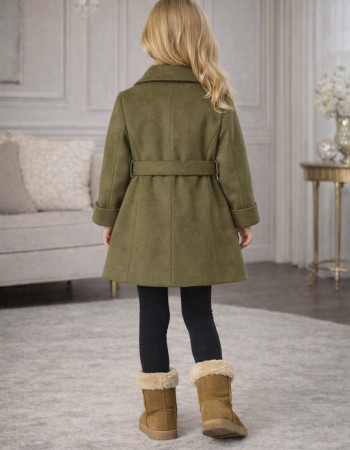 Girls' Woolen Trench Coat 5109  - khaki