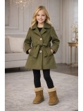Girls' Woolen Trench Coat 5109  - khaki