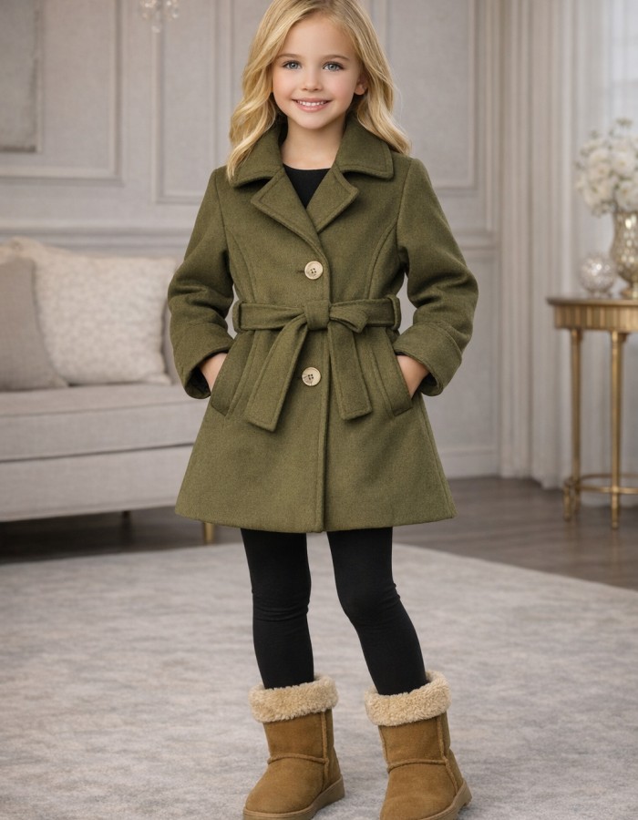 5109 جاكيت جوخ بناتي  - Khaki