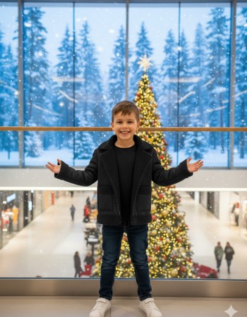 Klassische Kinderjacke mit Fellfutter 5117  - Schwarz
