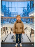 Klassische Kinderjacke mit Fellfutter 5117  - Beige