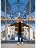Klassische Kinderjacke mit Fellfutter 5117  - Braun