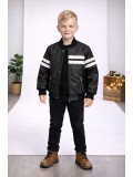 Boys' Leather Jacket with Fur Lining 5123  - black
