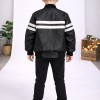 5123 جاكيت جلد خط ابيض  - black