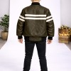 5123 جاكيت جلد خط ابيض  - Khaki