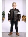 Boys' Leather Jacket with Fur Lining 5123  - brown