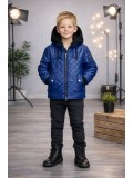 Boys' Fur-Lined Jacket with Hood 5124  - blue
