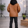 5124 جاكيت جلد مثلثات  - Cognac