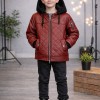5124 جاكيت جلد مثلثات  - burgundy