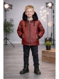 Boys' Fur-Lined Jacket with Hood 5124  - burgundy