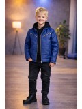 Boys' Leather Jacket with Fur Lining 5125  - blue