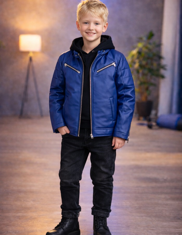 5125 جاكيت جلد صبياني  - Blau