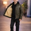 5125 جاكيت جلد صبياني  - khaki