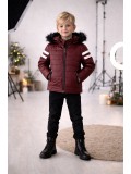 Jungen Lederjacke mit Fellfutter 5126  - Bordeaux