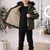 5126 جاكيت جلد صبياني  - khaki