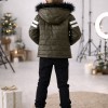 5126 جاكيت جلد صبياني  - khaki