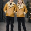 Kids' Unisex Fur-Lined Leather Jacket 5128  - yellow