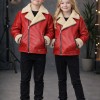 Unisex Kinder Lederjacke mit Fellfutter 5128  - Rot