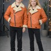 Unisex Kinder Lederjacke mit Fellfutter 5128  - Rosa