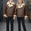 Unisex Kinder Lederjacke mit Fellfutter 5128  - Mausgrau