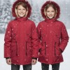 Fur-Lined Winter Parka Jacket for Kids 5138 - red