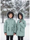 Fur-Lined Winter Parka Jacket for Kids 5138 - mint